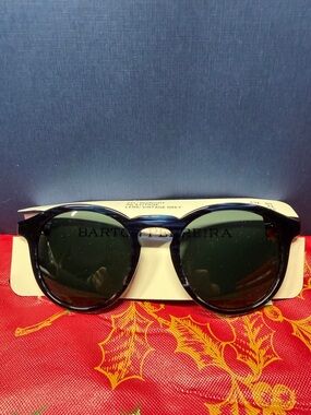 Barton Perreira Black Frame Sunglasses with Green Lenses